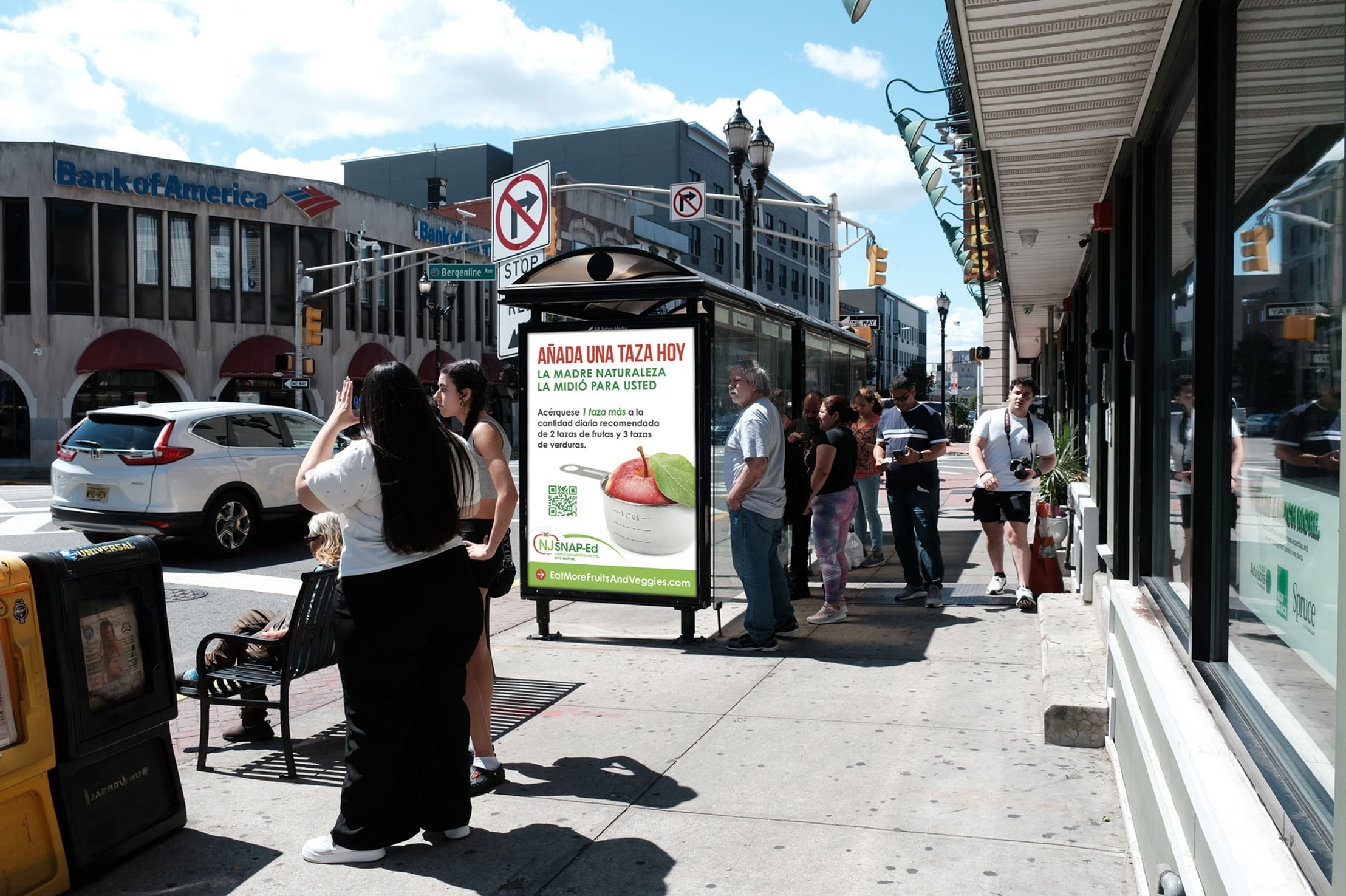 A banner surrounded with many people
